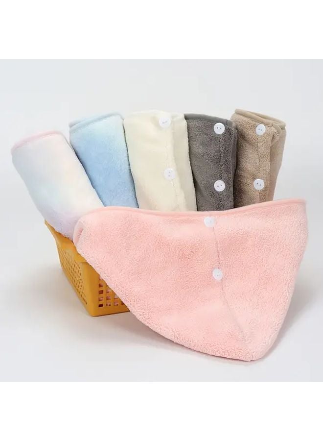 Khaki Beige Hair Drying Towel 2pcs High Absorbency Quick Dry Turban Wrap - Image 5